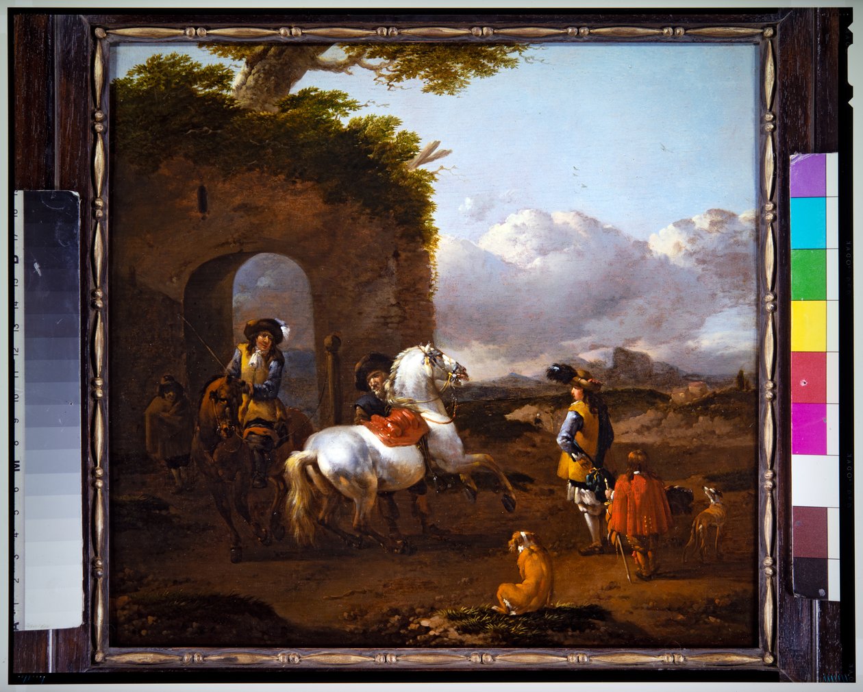 Cavalieri in un paesaggio italianeggiante da Simon Johannes van Douw