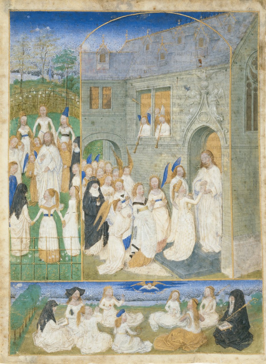 Le sante vergini accolte da Cristo mentre entrano alle porte del Paradiso da Simon Marmion
