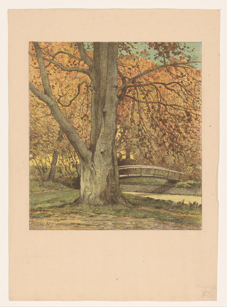 Albero vicino al ruscello in autunno da Simon Moulijn (attributed to)