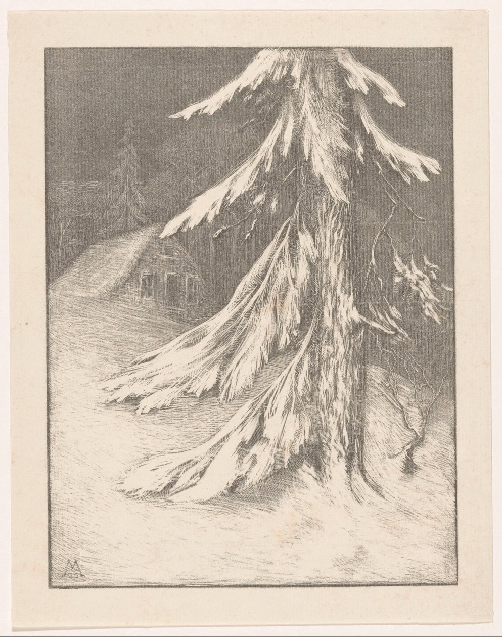 Abete in paesaggio innevato (Inverno) da Simon Moulijn