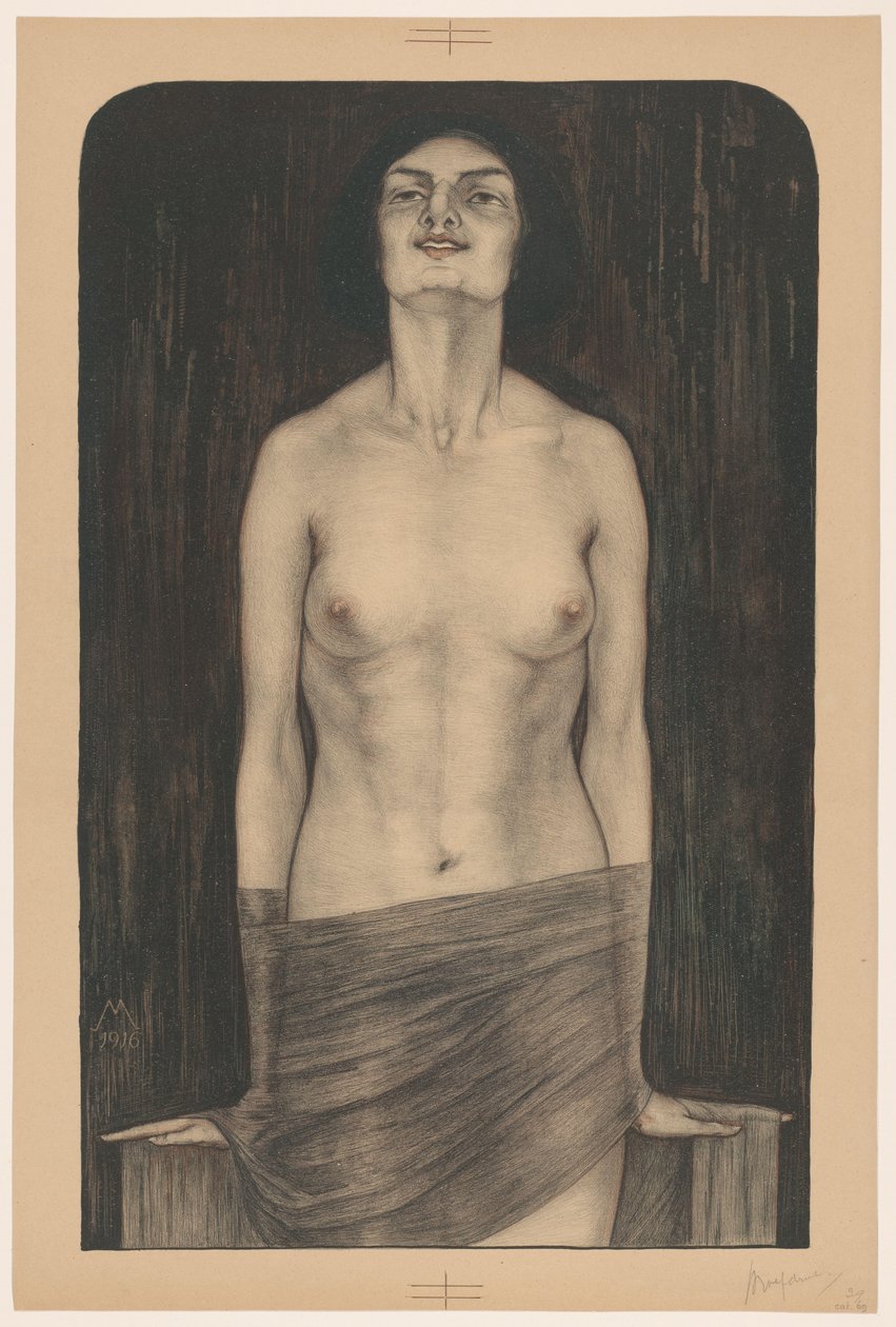 Donna in piedi con torso nudo da Simon Moulijn