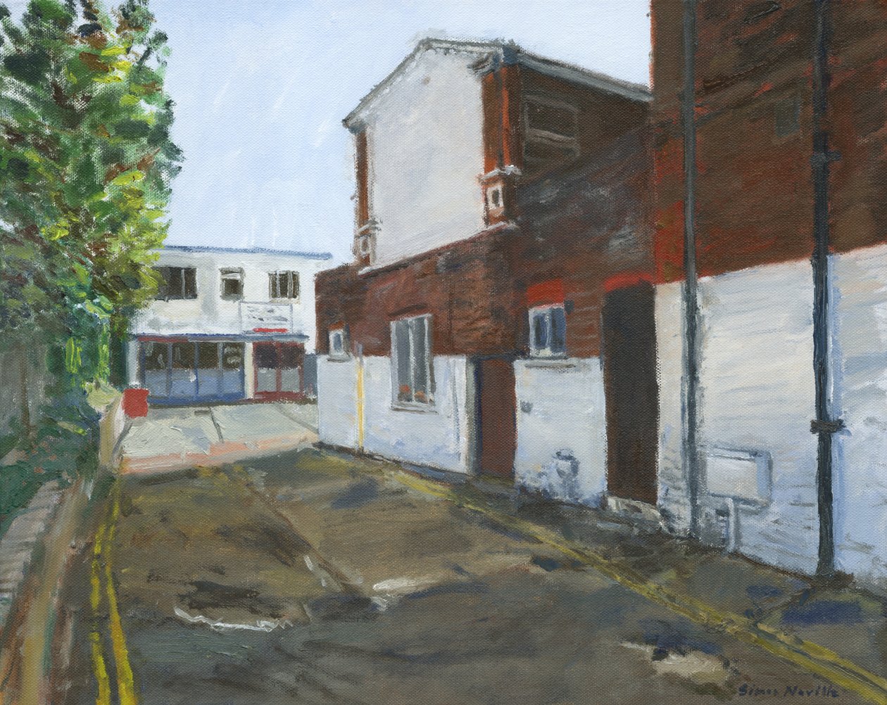 Motorworks, Westgate-on-Sea, 2024 (olio su tela) da Simon Neville