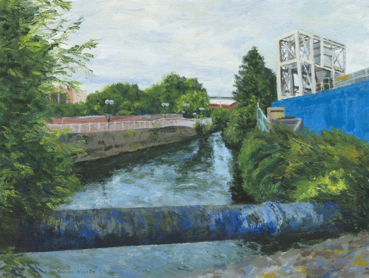 Fiume Wandle, 2024 (acrilico su pannello di tela) da Simon Neville