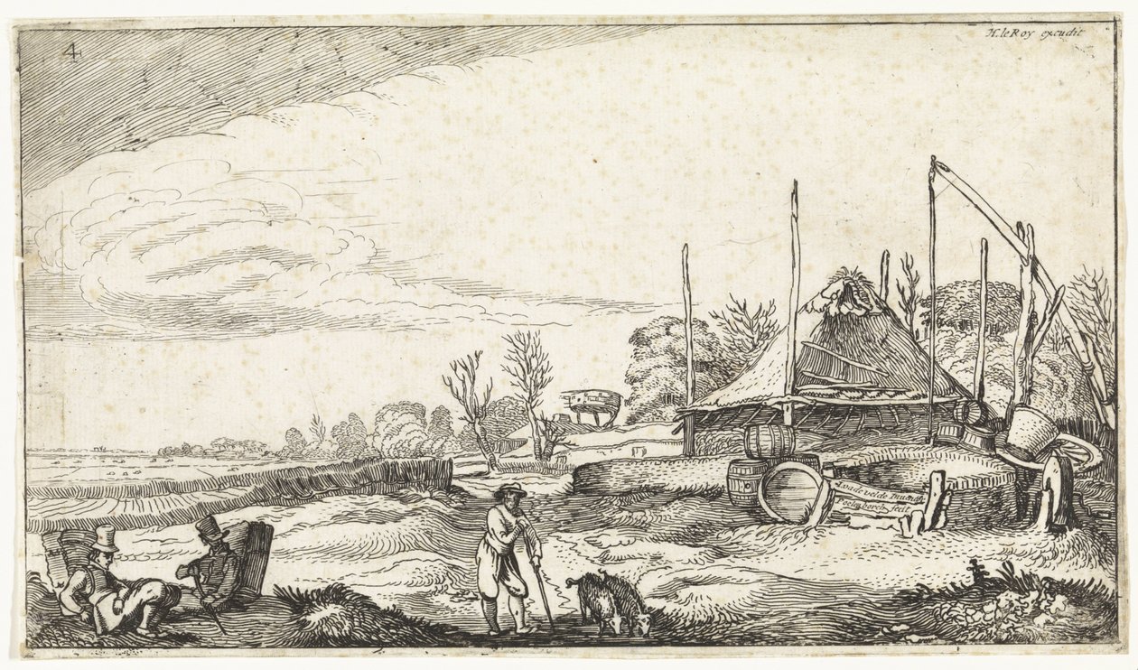 Paesaggio con mercanti ambulanti a riposo da Simon Poelenburg