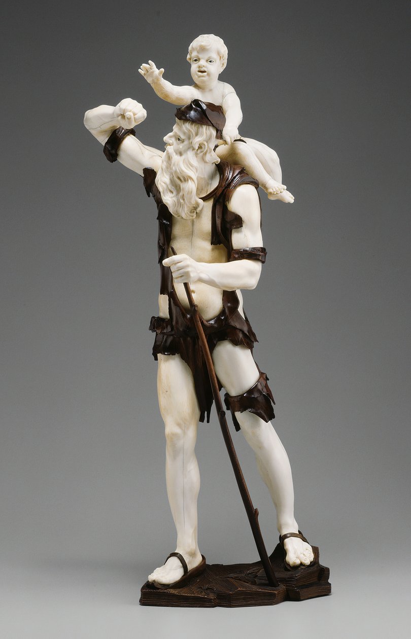 Vecchio mendicante che porta un bambino, 1735-50 da Simon Troger