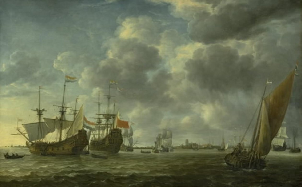 Navi nel fiume Maas al largo di Rotterdam da Simon de Vlieger