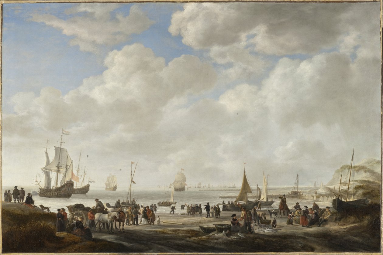 Veduta di una spiaggia da Simon de Vlieger