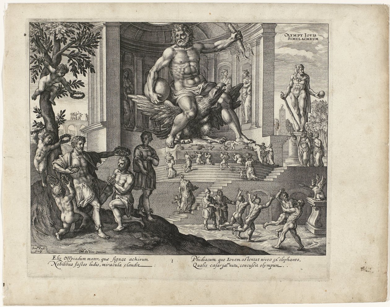 La statua di Giove a Olimpia (Le sette meraviglie del mondo) da Simon van de Passe
