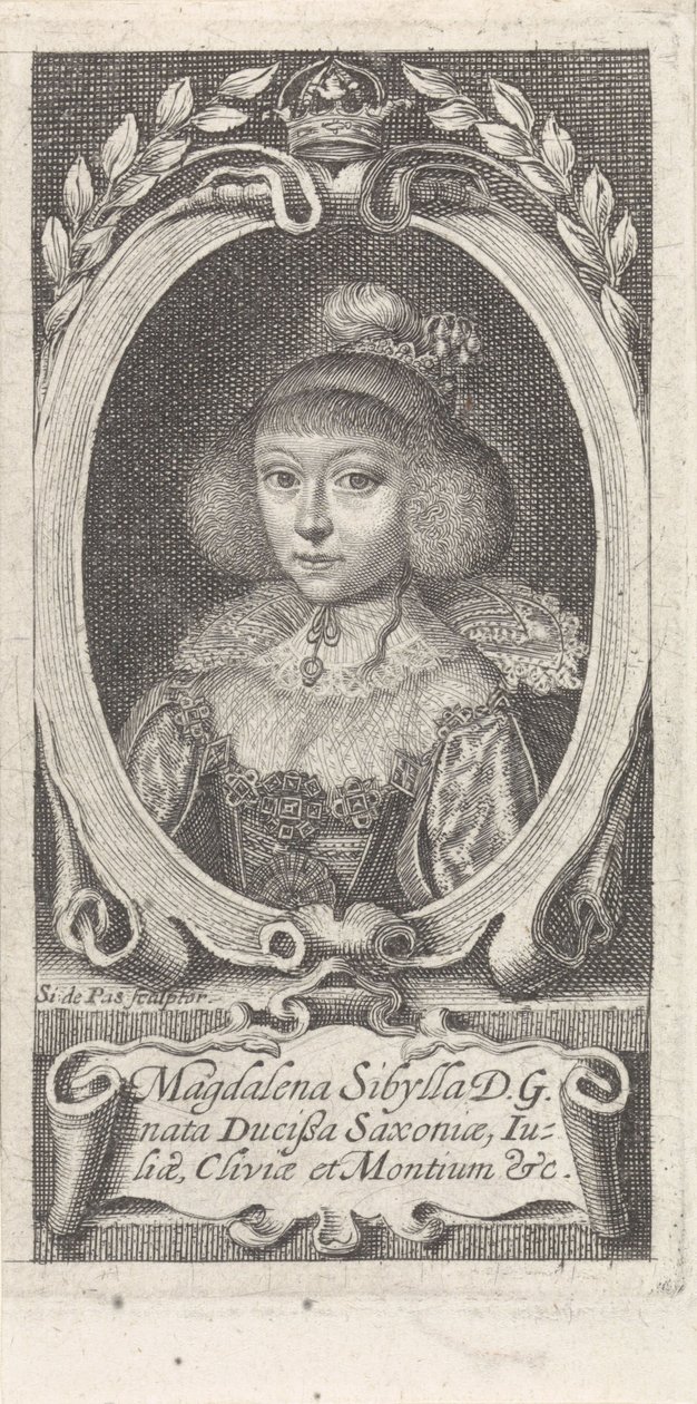 Principessa Magdalene Sibylle di Sassonia, Duchessa di Saxe-Altenburg da Simon van de Passe