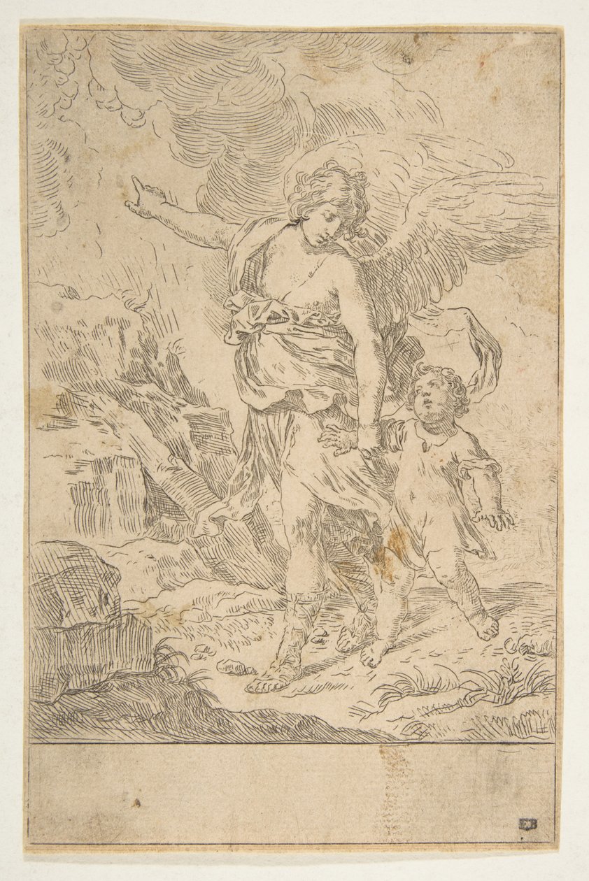 Un angelo custode che cammina con un bambino, ca. 1640 da Simone Cantarini