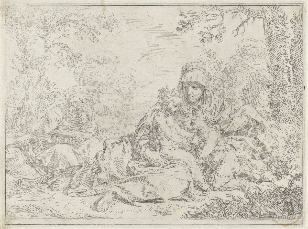Sacra Famiglia con il giovane Giovanni Battista da Simone Cantarini