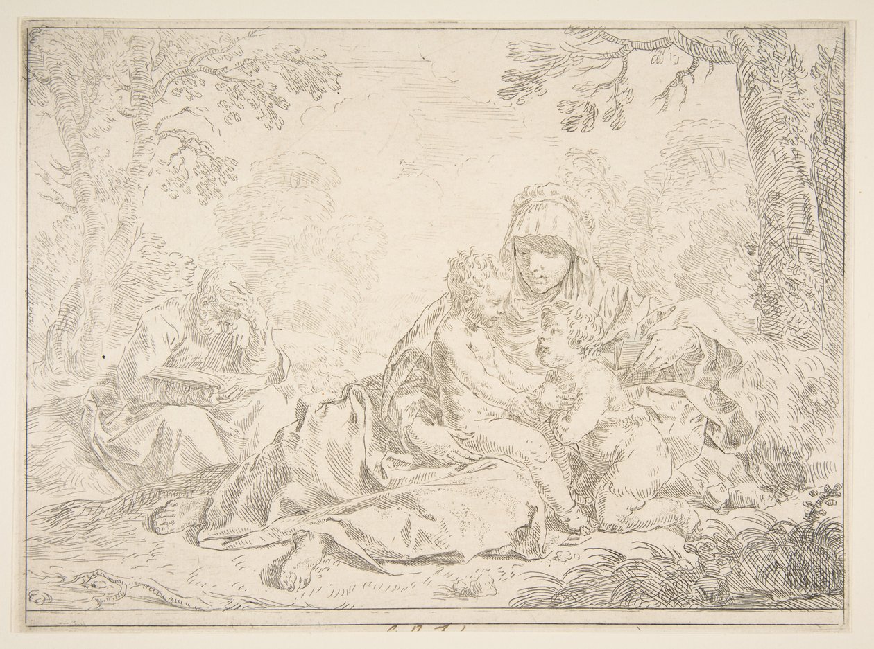 Sacra Famiglia con San Giovanni Battista da Simone Cantarini