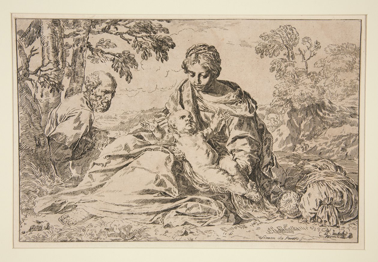 Riposo durante la fuga in Egitto da Simone Cantarini