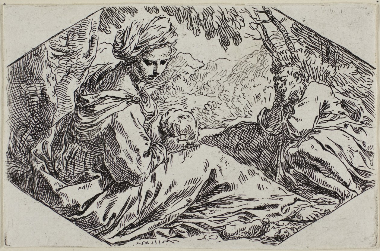 Riposo durante la fuga in Egitto da Simone Cantarini