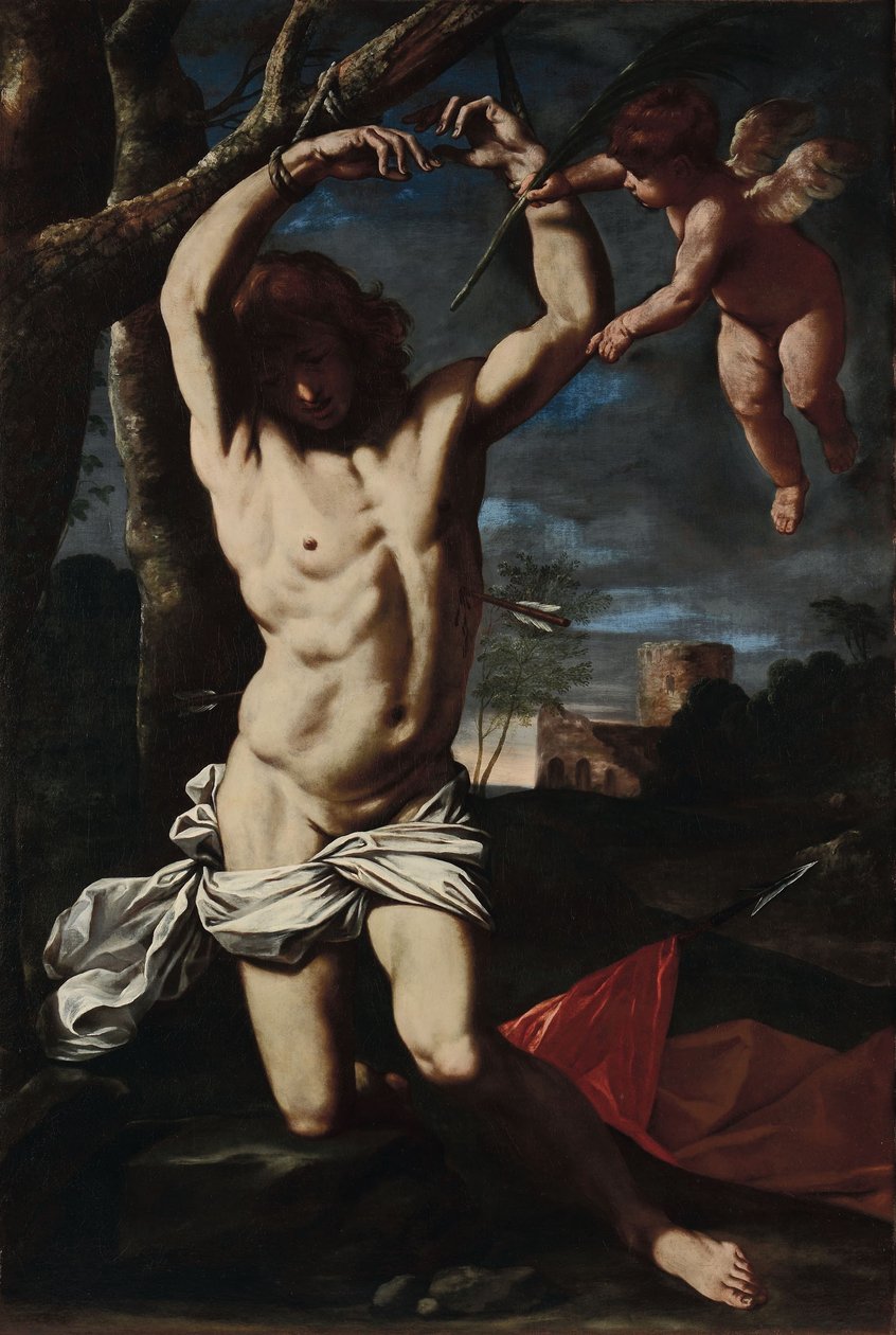 San Sebastiano e un angelo da Simone Cantarini