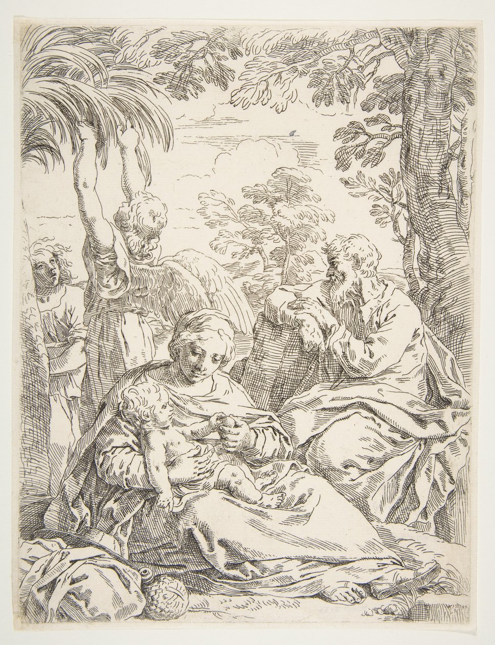 La Sacra Famiglia in Riposo durante la Fuga in Egitto, ca. 1637-1639 da Simone Cantarini