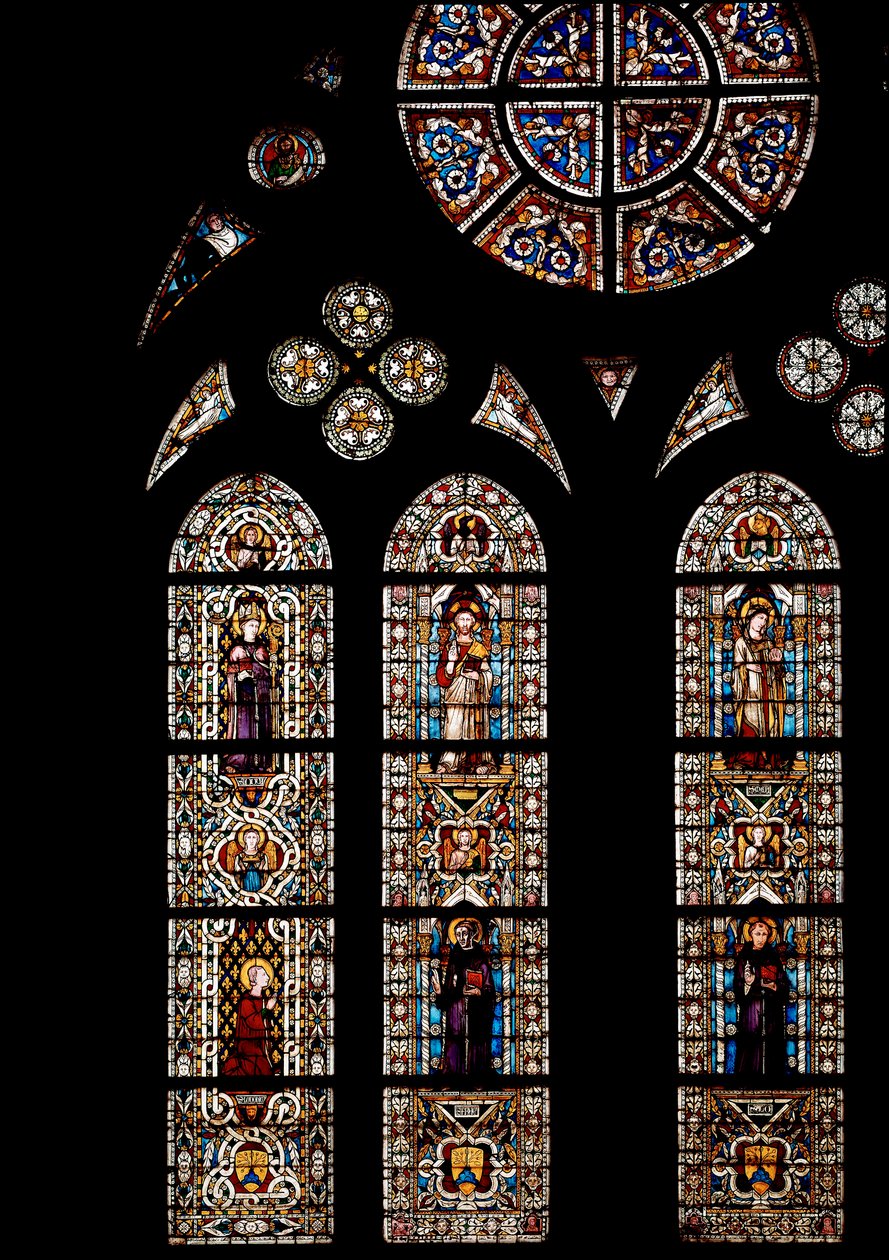 In alto simboli degli Evangelisti, sotto San Ludovico di Tolosa (Luigi d