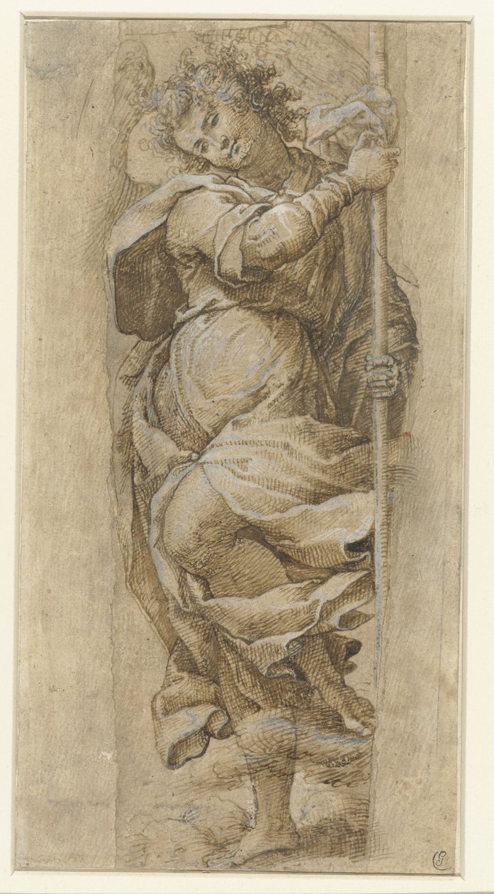 Studio di un angelo con una lancia da Simone Peterzano (rejected attribution)