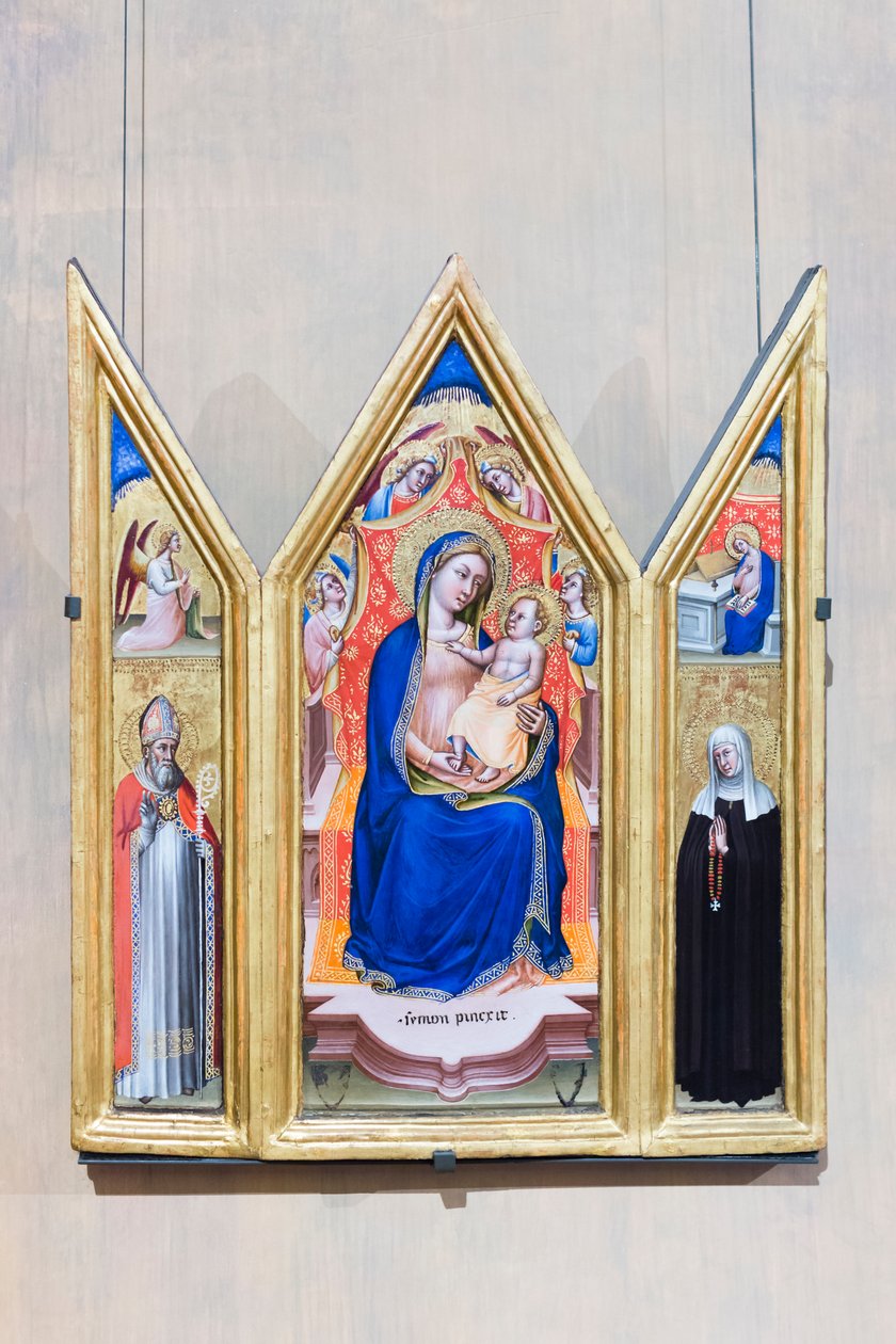 Trittico, Madonna in trono con Bambino e angeli (centro), angelo dell