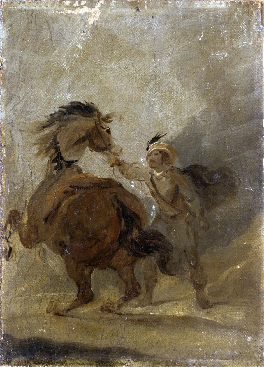 Un uomo che tiene un cavallo da Sir Peter Francis Bourgeois