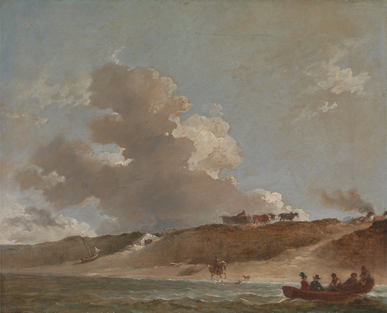 Paesaggio costiero con un traghetto da Sir Peter Francis Bourgeois