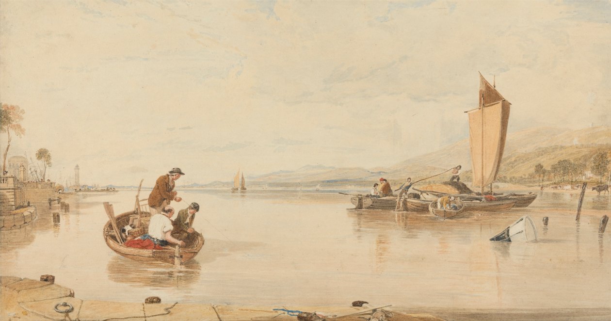 Calma piatta: Barche al largo del Castello di Cowes da Sir Augustus Wall Callcott