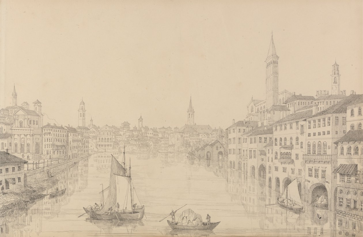 Album di 30 vedute nel Tirolo e in Italia: Città di Verona dal ponte, 1 novembre 1840 da Sir Charles D