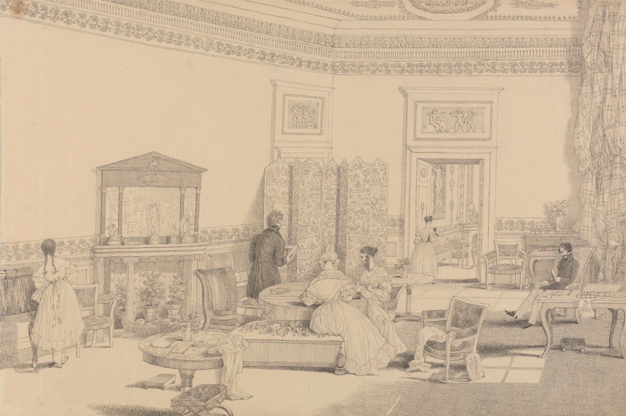 Album di 30 Vedute nel Tirolo e in Italia: Salotto, Casino Pecori 12 ottobre 1841 da Sir Charles D
