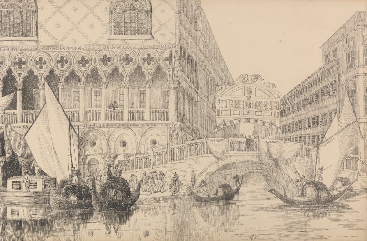 Album di 30 vedute nel Tirolo e in Italia: Il Ponte dei Sospiri e parte del Palazzo Ducale 10 novembre 1840 da Sir Charles D