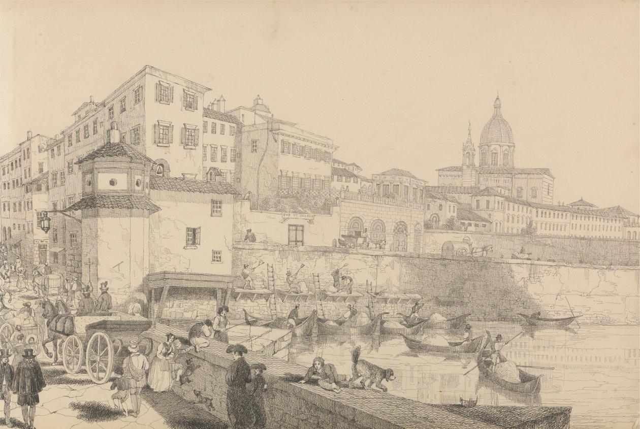 Album di 30 vedute nel Tirolo e in Italia: Veduta del Casino Pecori sul Lungarno, Residenza di Sir Charles D