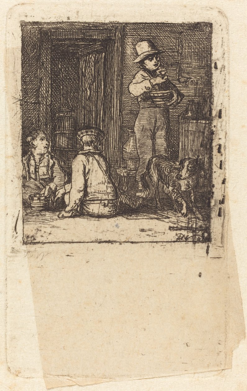 Interno con tre ragazzi e un cane da Sir David Wilkie
