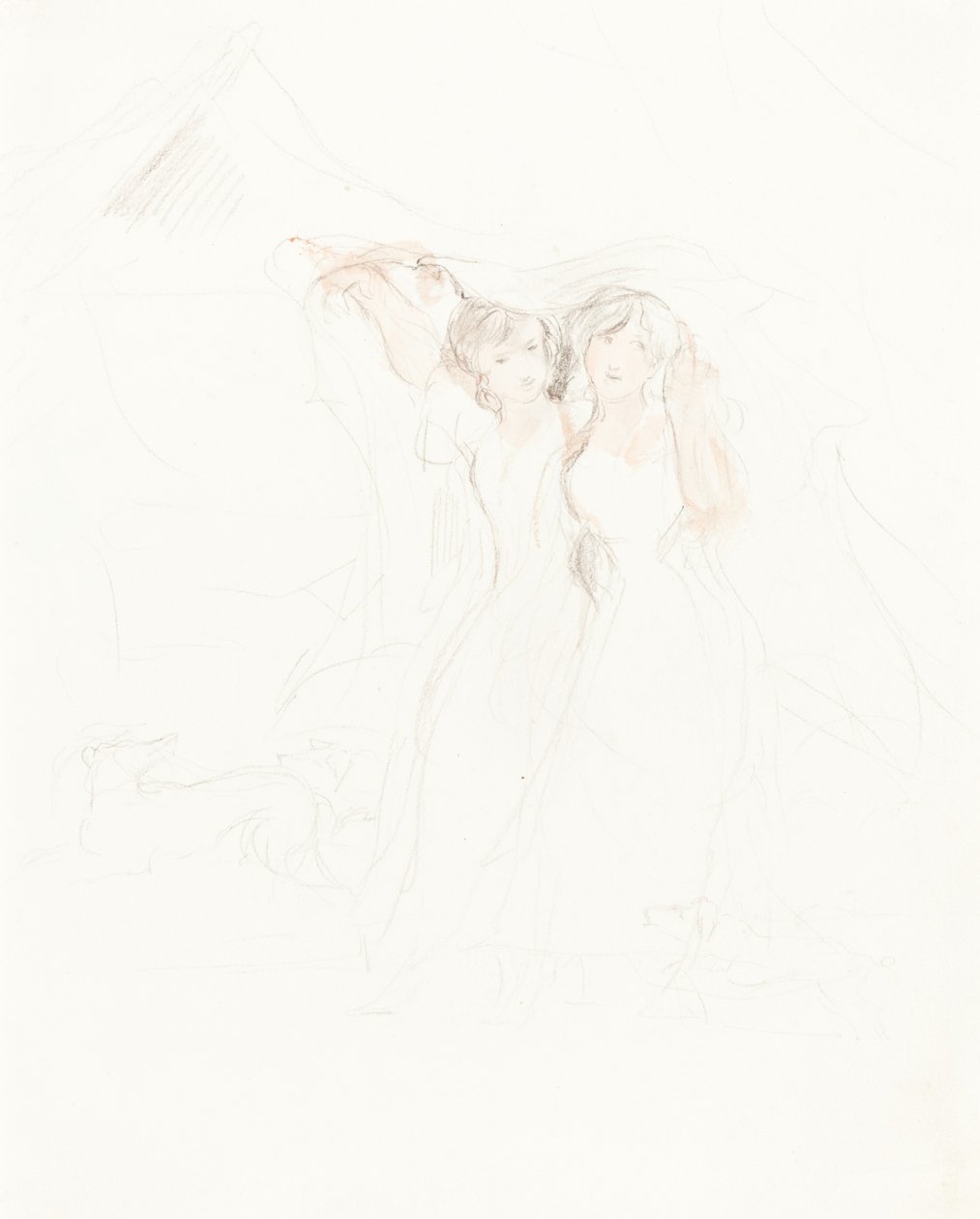 Due ragazze sotto un mantello da Sir David Wilkie