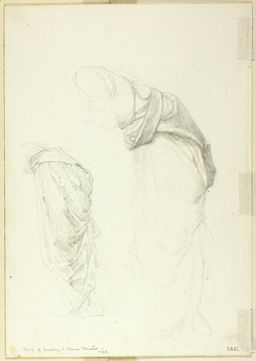 Drappeggio, due studi per Lo specchio di Venere da Sir Edward Burne Jones