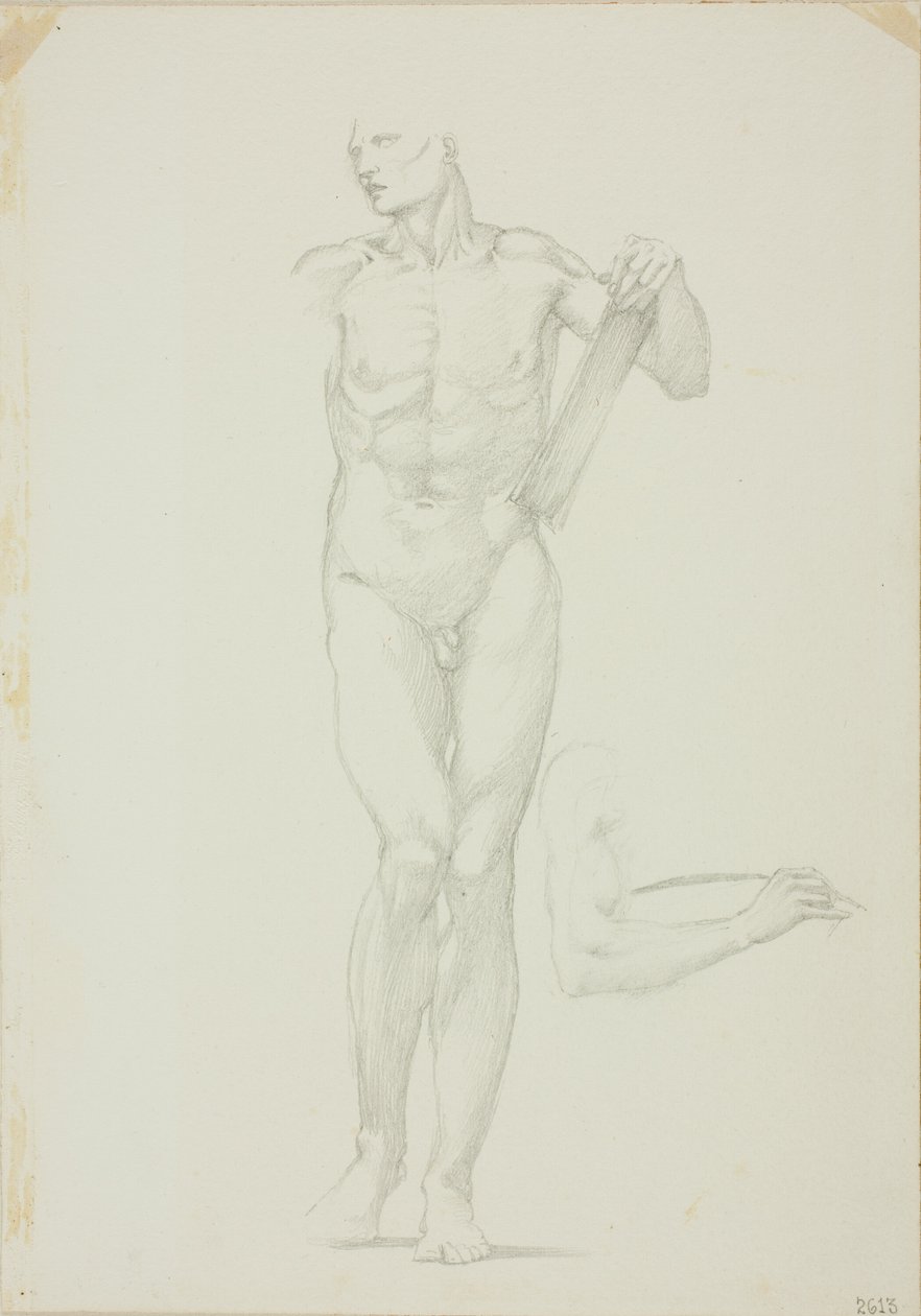 Maschio in piedi con tavoletta; schizzo separato del braccio destro da Sir Edward Burne Jones