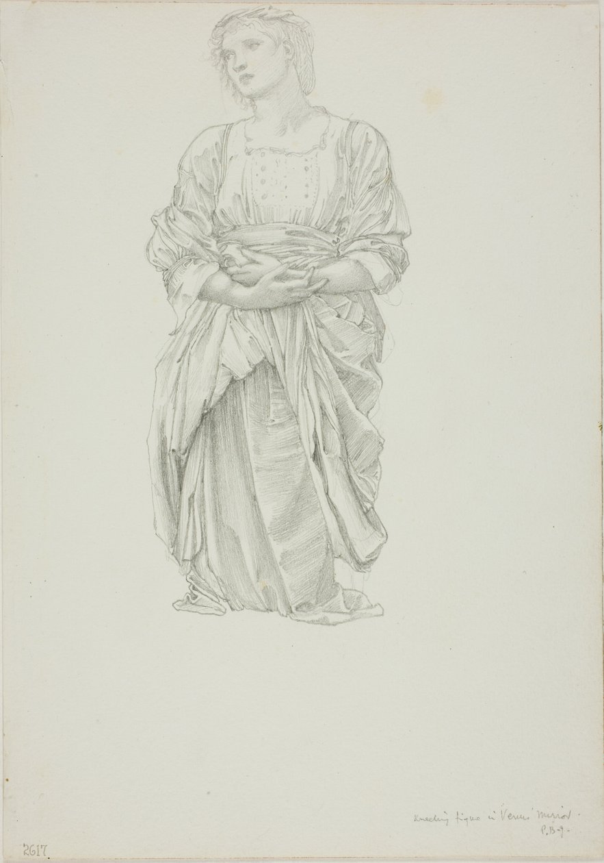 Studio per "Lo specchio di Venere": Figura femminile inginocchiata da Sir Edward Burne Jones
