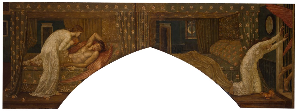Cupido e Psiche - Murali di Palace Green - Psiche con la lampada guarda il volto di... da Sir Edward Coley Burne Jones