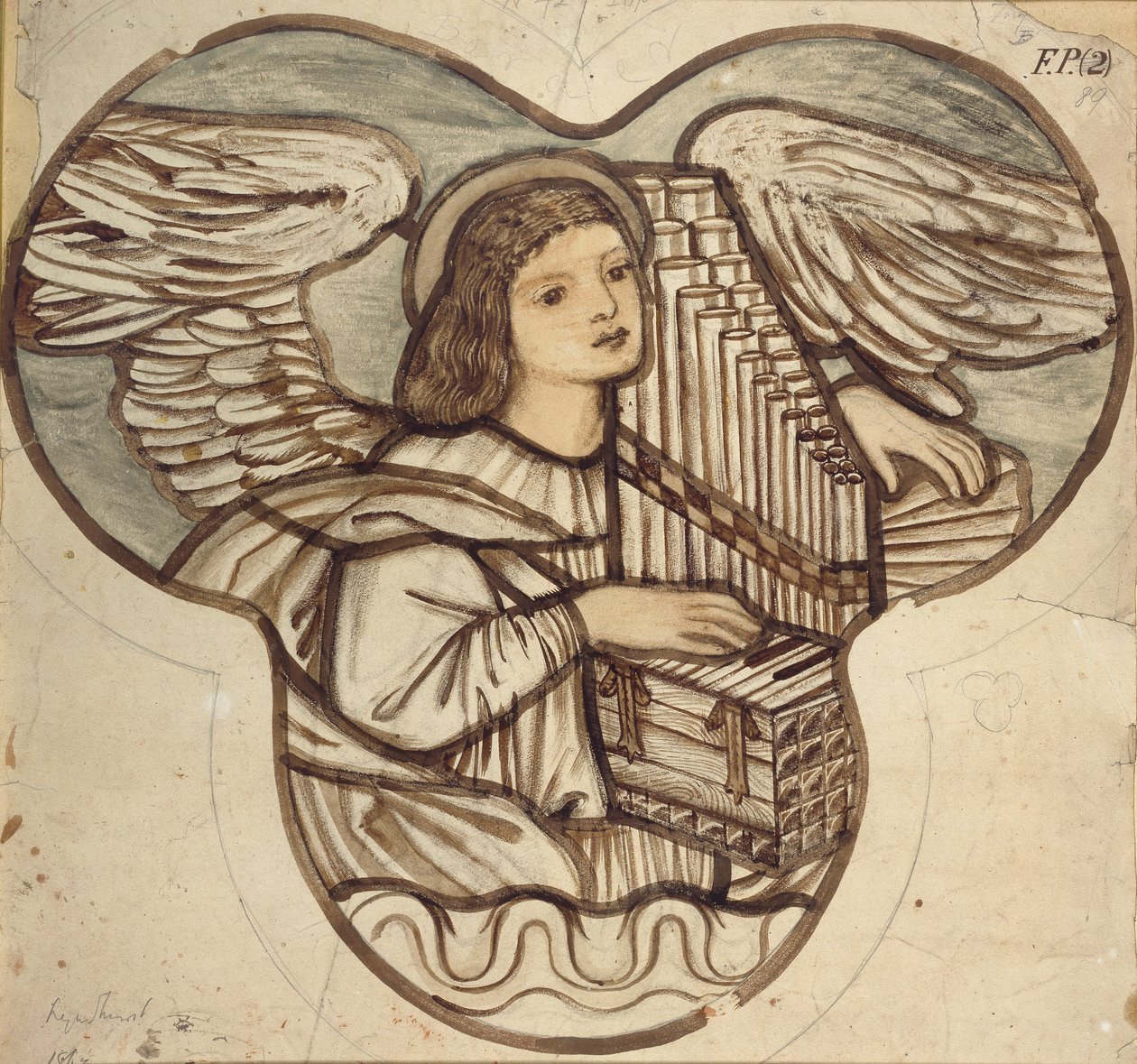 Progetto per vetrata nella chiesa di Lyndhurst: Un angelo organista, 1886 da Sir Edward Coley Burne Jones