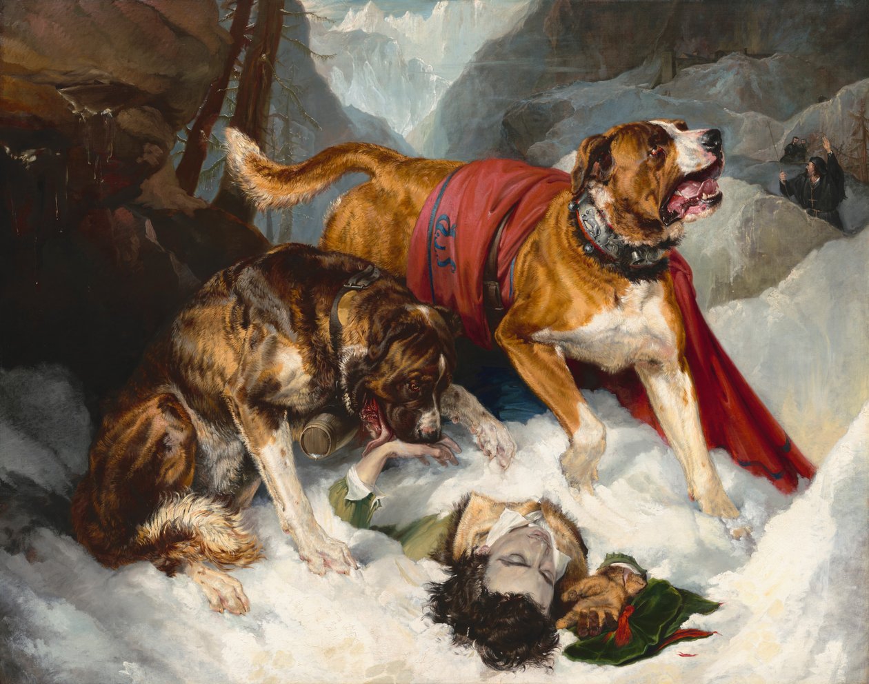 Mastini alpini che rianimano un viaggiatore in difficoltà da Sir Edwin Landseer