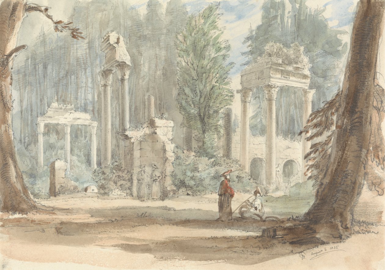 Le rovine di Leptis Magna come apparivano nel parco reale di Virginia Water da Sir George Hayter