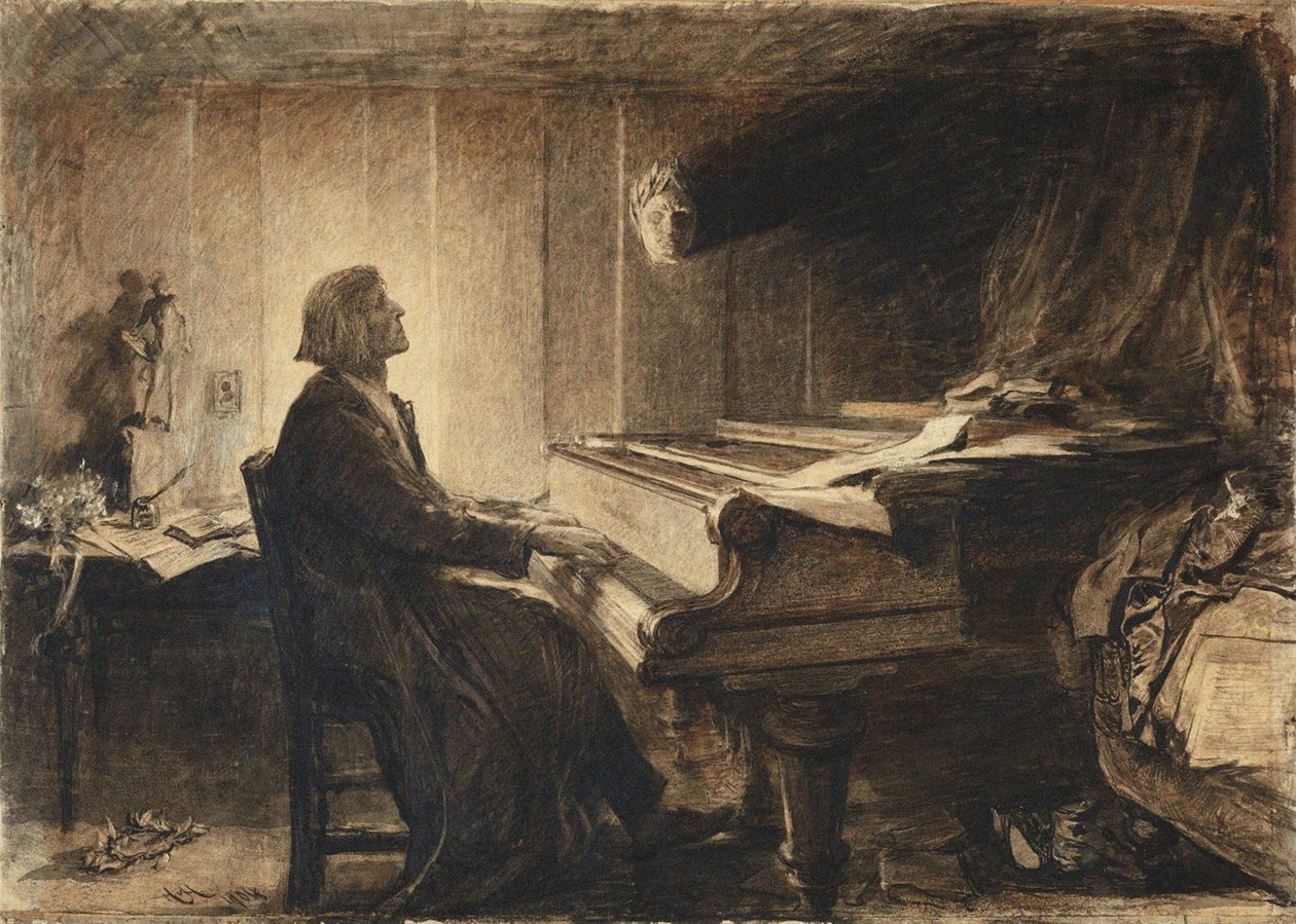 Franz Liszt al Pianoforte, 1904 da Sir Hubert von Herkomer