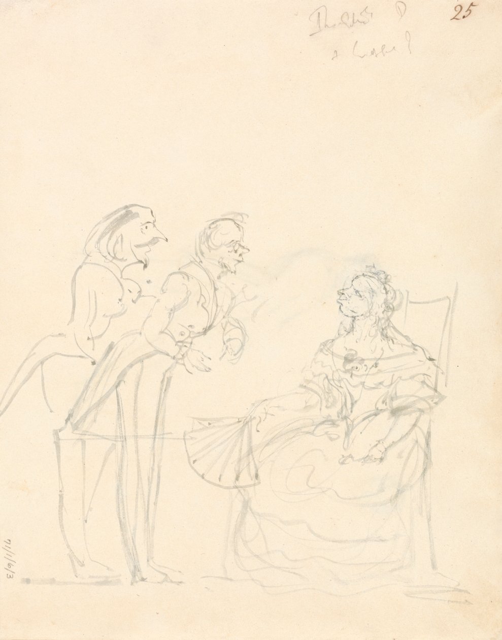 Due gentiluomini che parlano con una signora seduta da Sir John Everett Millais