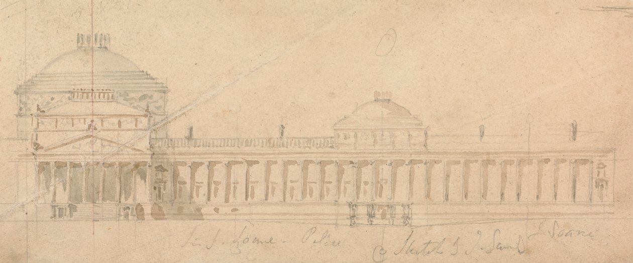 Schizzo di una Mezza Facciata per un Palazzo Reale, Hyde Park, Londra da Sir John Soane