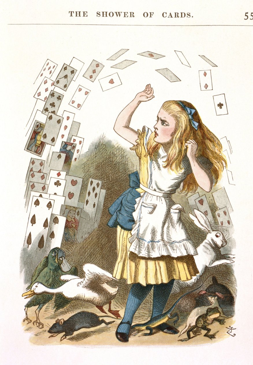 La pioggia di carte. Illustrazione per Alice nel Paese delle Meraviglie di L. Carroll, 1890 da Sir John Tenniel