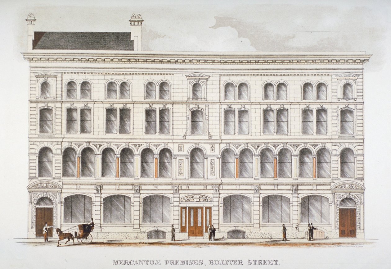 Veduta dei locali commerciali, Billiter Street, City of London, 1875 da Sir Joseph Causton and Sons