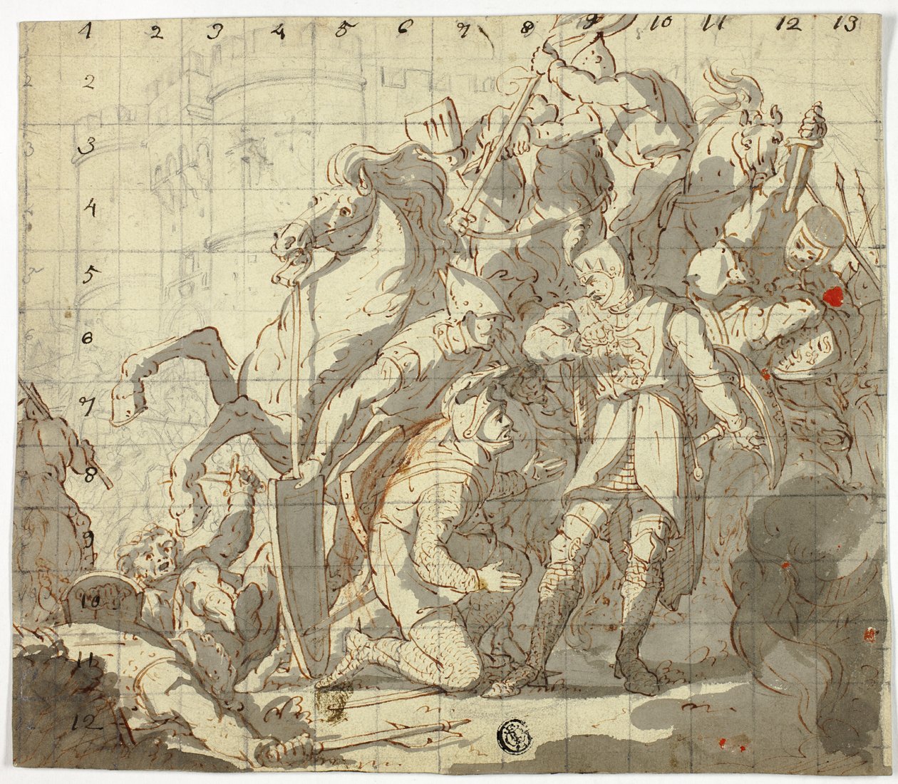 Cavalieri combattenti davanti al castello da Sir Robert Ker Porter