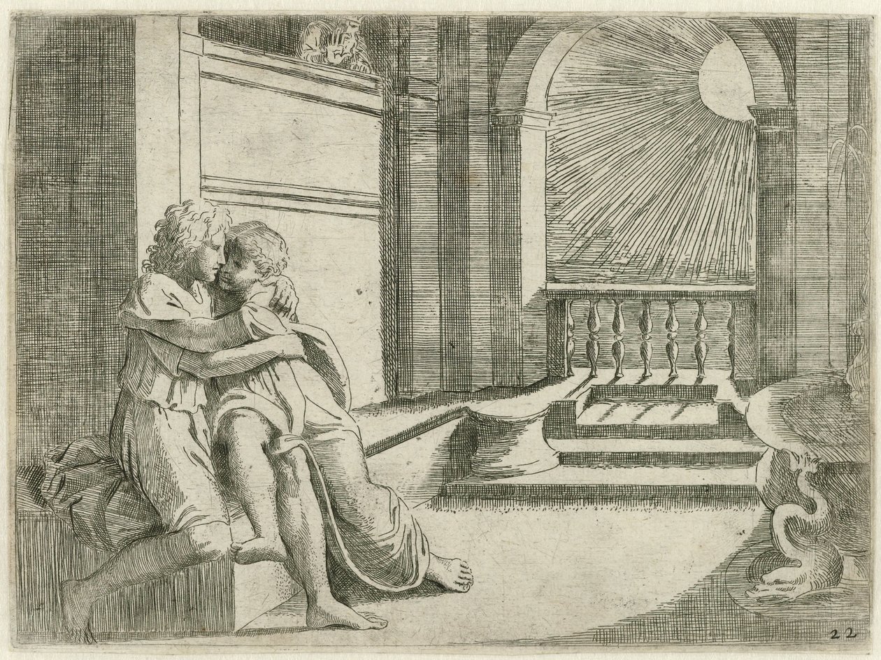 Abimelech vede Isacco accarezzare Rebecca da Sisto Badalocchio