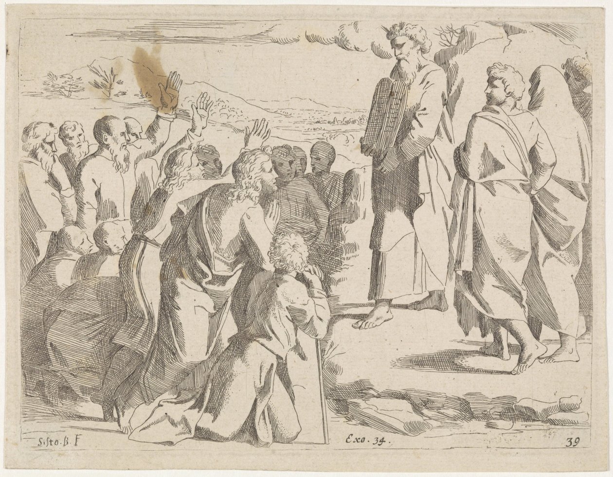 Mosè mostra le tavole della legge al popolo da Sisto Badalocchio