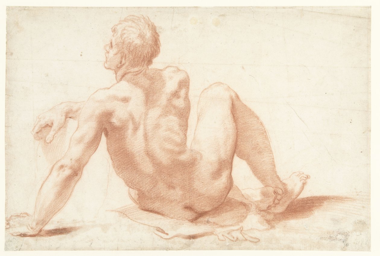 Studio di un nudo maschile seduto da Sisto Badalocchio
