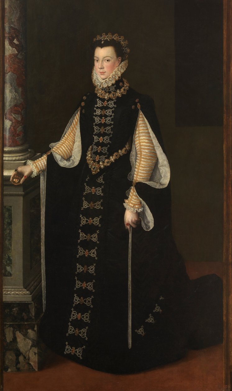 Spagnolo: Isabel de Valois sosteniendo un ritratto di Felipe II Ritratto di Elisabetta di Valois che regge un ritratto di Filippo II da Sofonisba Anguissola