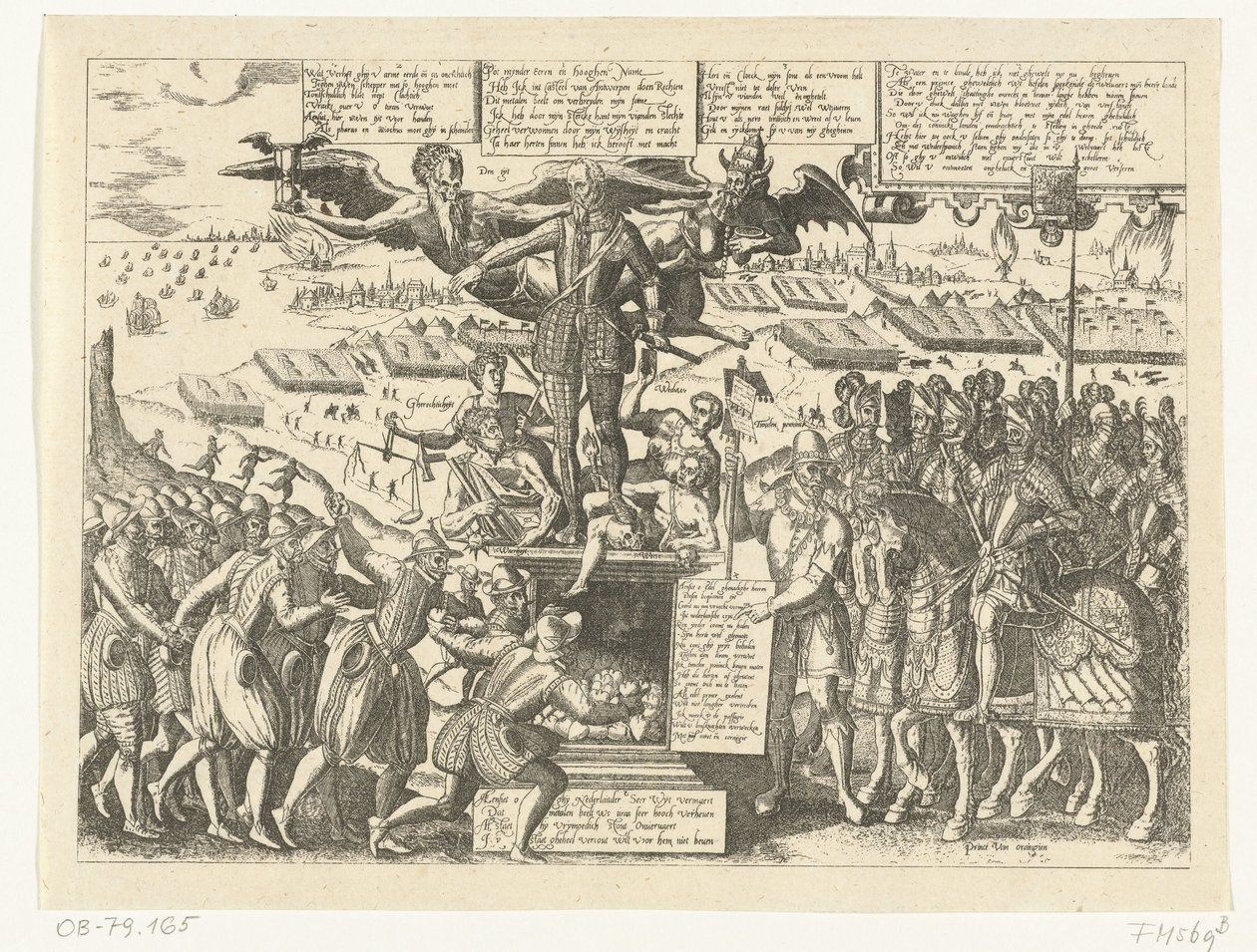 Riproduzione della caricatura della statua di Alva, 1571 da Sons, and Stewart, G. Waterston